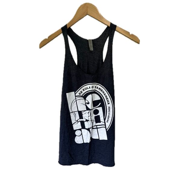 He Hi Au Tops - He Hi Au Ke Kula O Kamehameha Moku O Keawe Overlock Stitch Hem Tank Top S